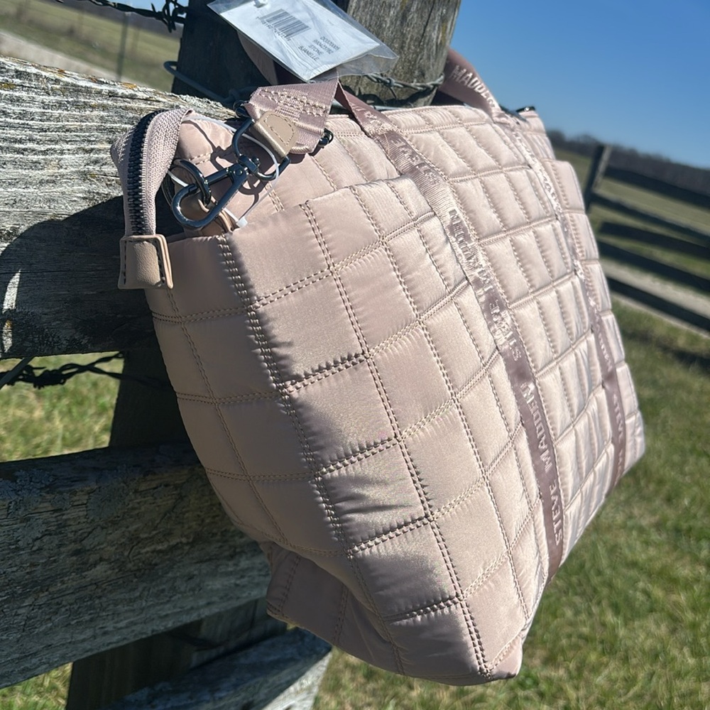 Steve Madden Pink Crossbody Bjanelle Tote with Logo Straps - Picture 4 of 7